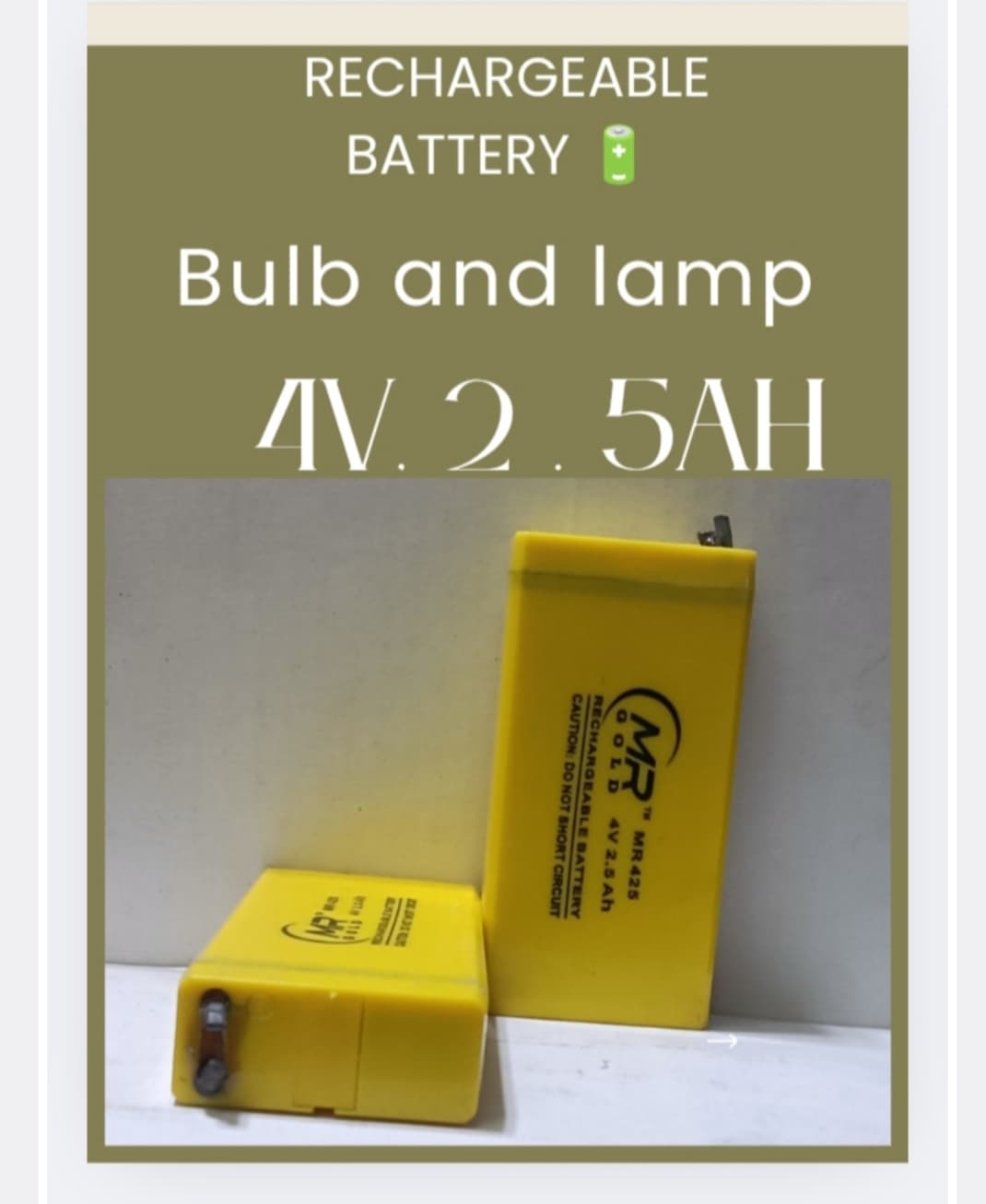 MR Gold 4V 2.5Ah SLA Rechargeable Battery