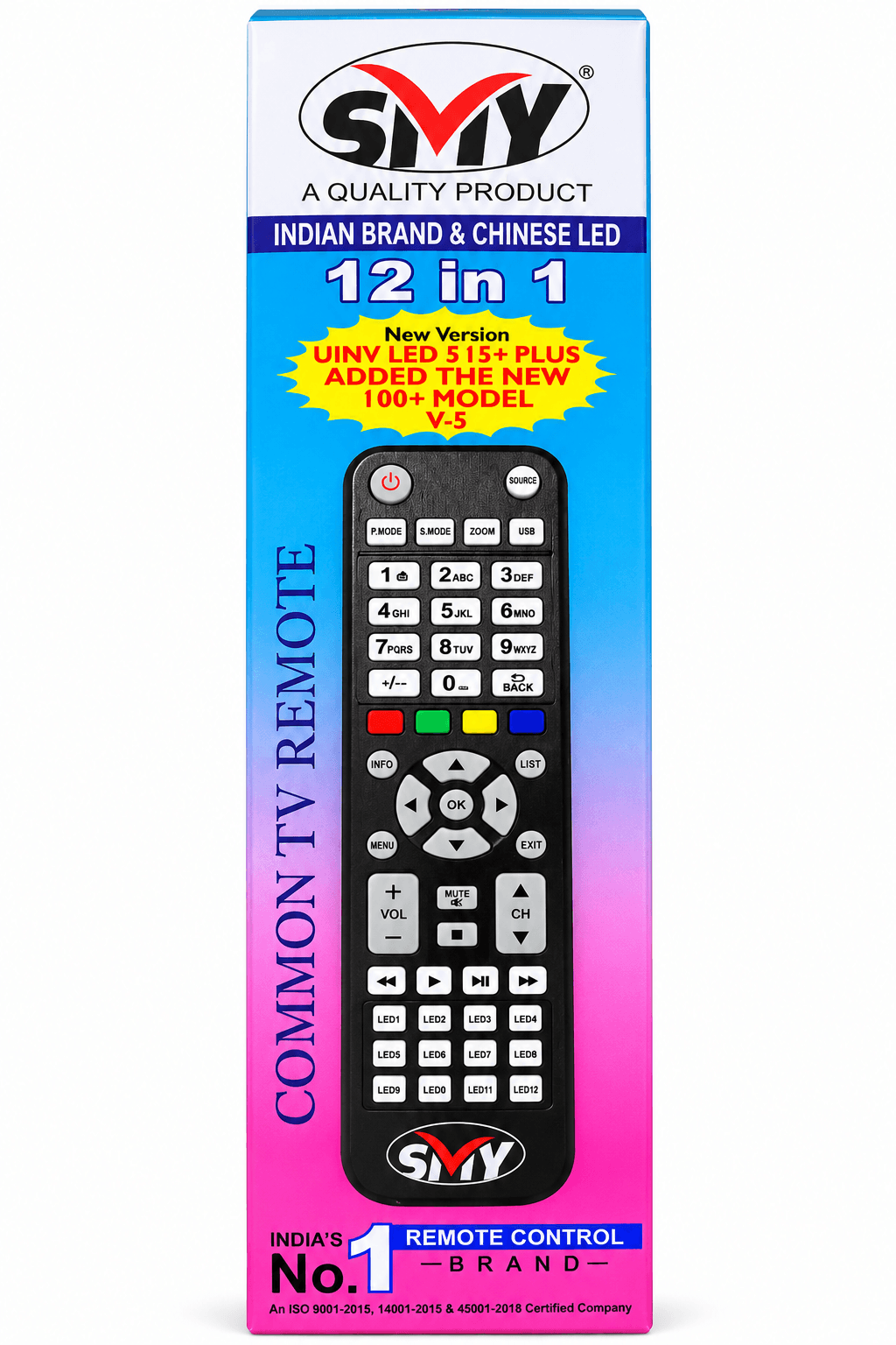 SMY 12-in-1 Common TV Remote Control V-5 Multiple Uses