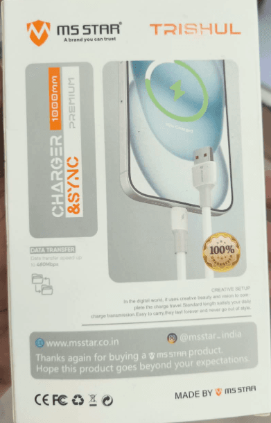 MS Star Trishul Premium Charger & Sync Cable