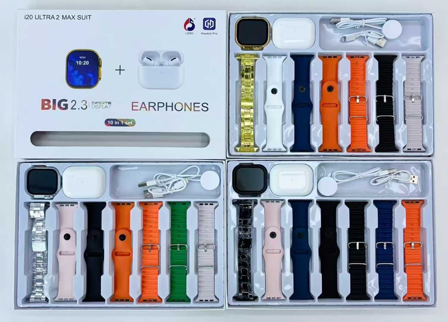 I20 Ultra 2 Max Suit Smartwatch & Earbuds Combo – 10-in-1 Set