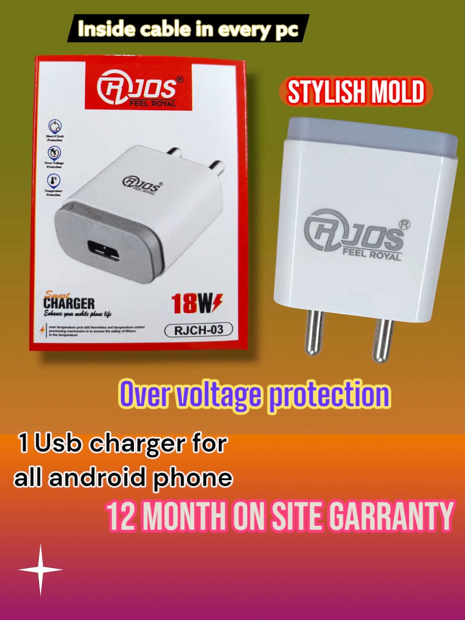 RJOS Feel Royal RJCH-03 18W Smart Mobile Charger With Type-C Cable