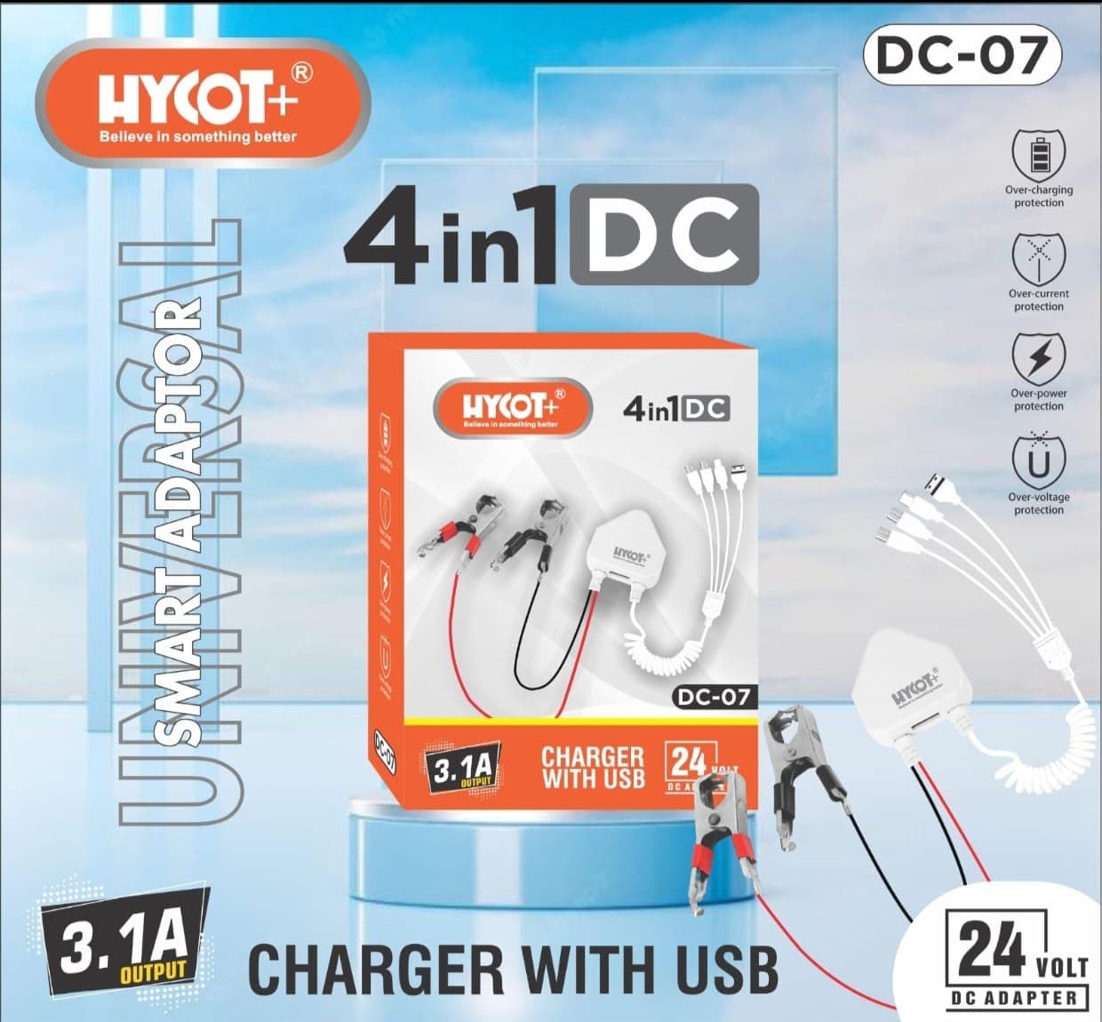 Hycot+ DC-07 4-in-1 DC Universal Smart Adaptor