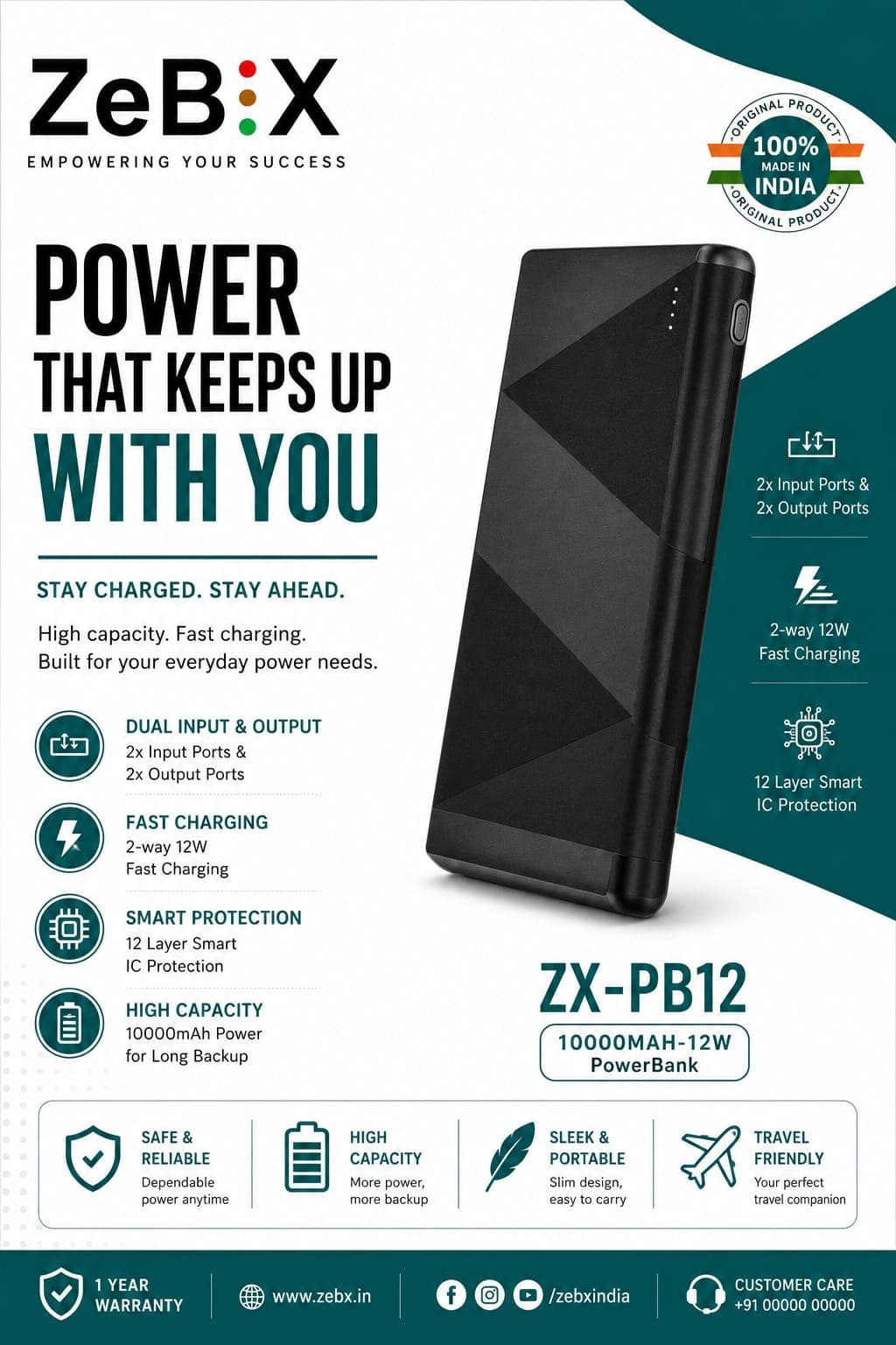 ZeBEx ZX-PB12 12 10,000mAh Power Bank