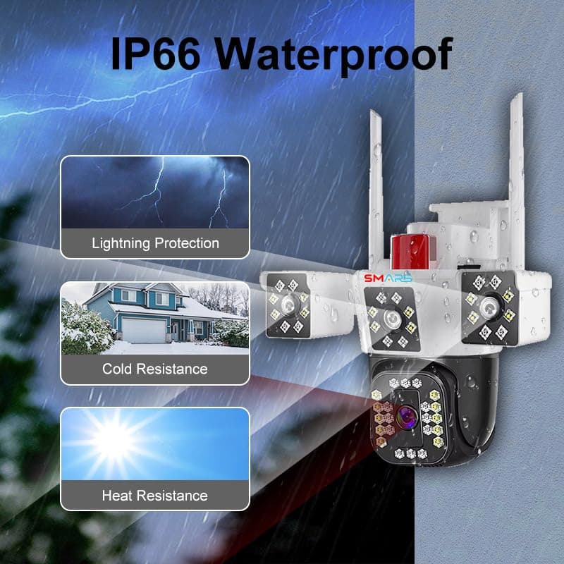 Smars 3 Lens 6K Full HD Triple View WiFi PTZ IP Camera image 4