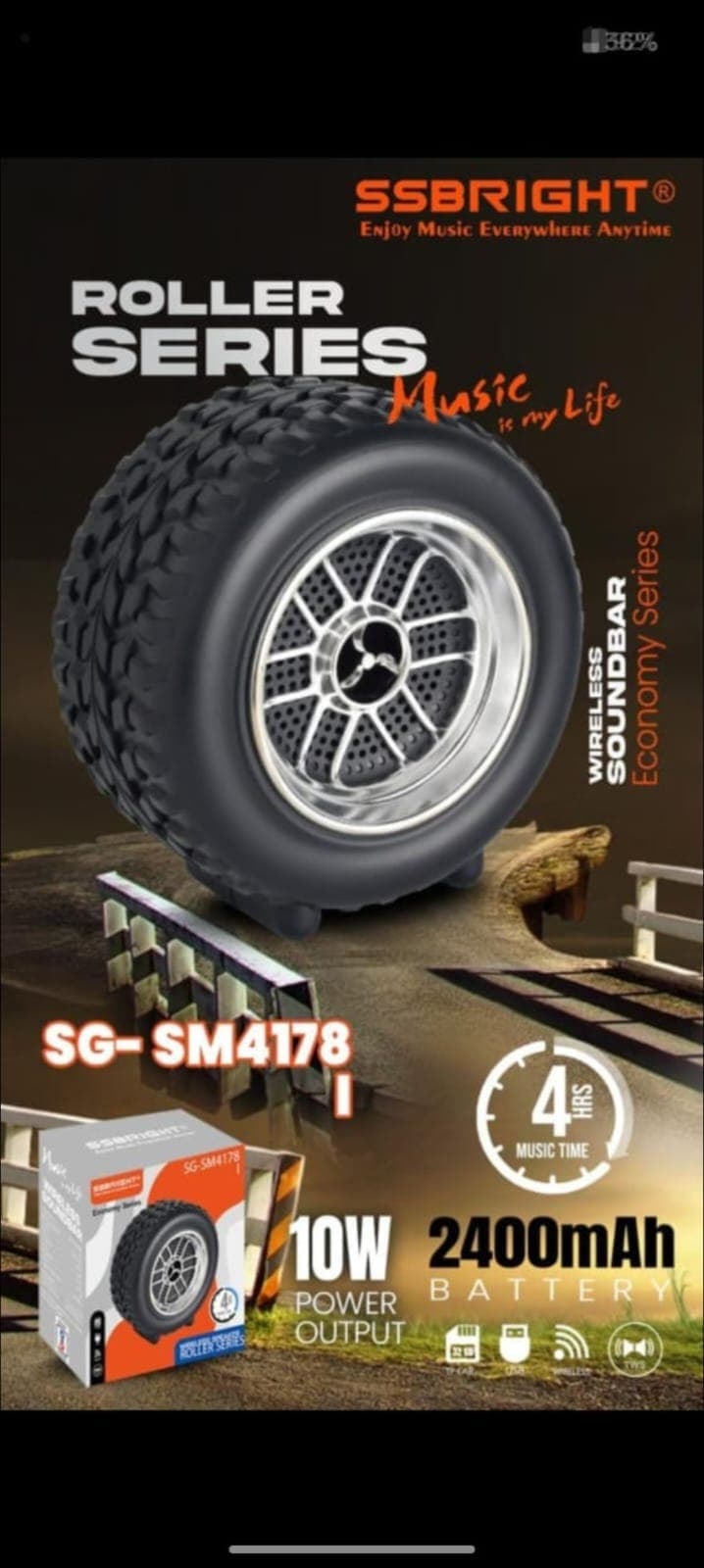 SSBRIGHT Roller Series SG-SM4178 Wireless Bluetooth Speaker