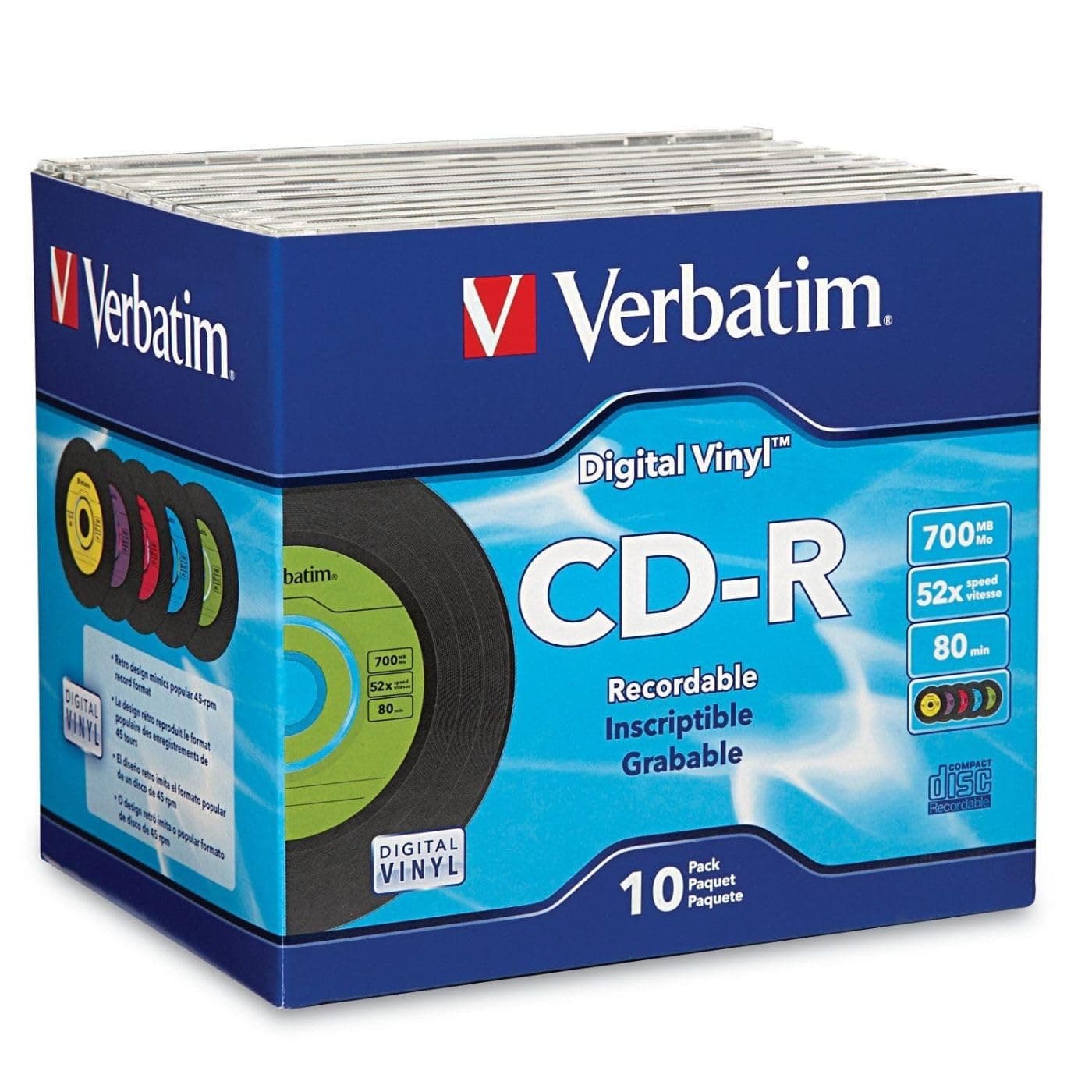Verbatim CD R Blank Discs 700MB 80min 52X Recordable Disc