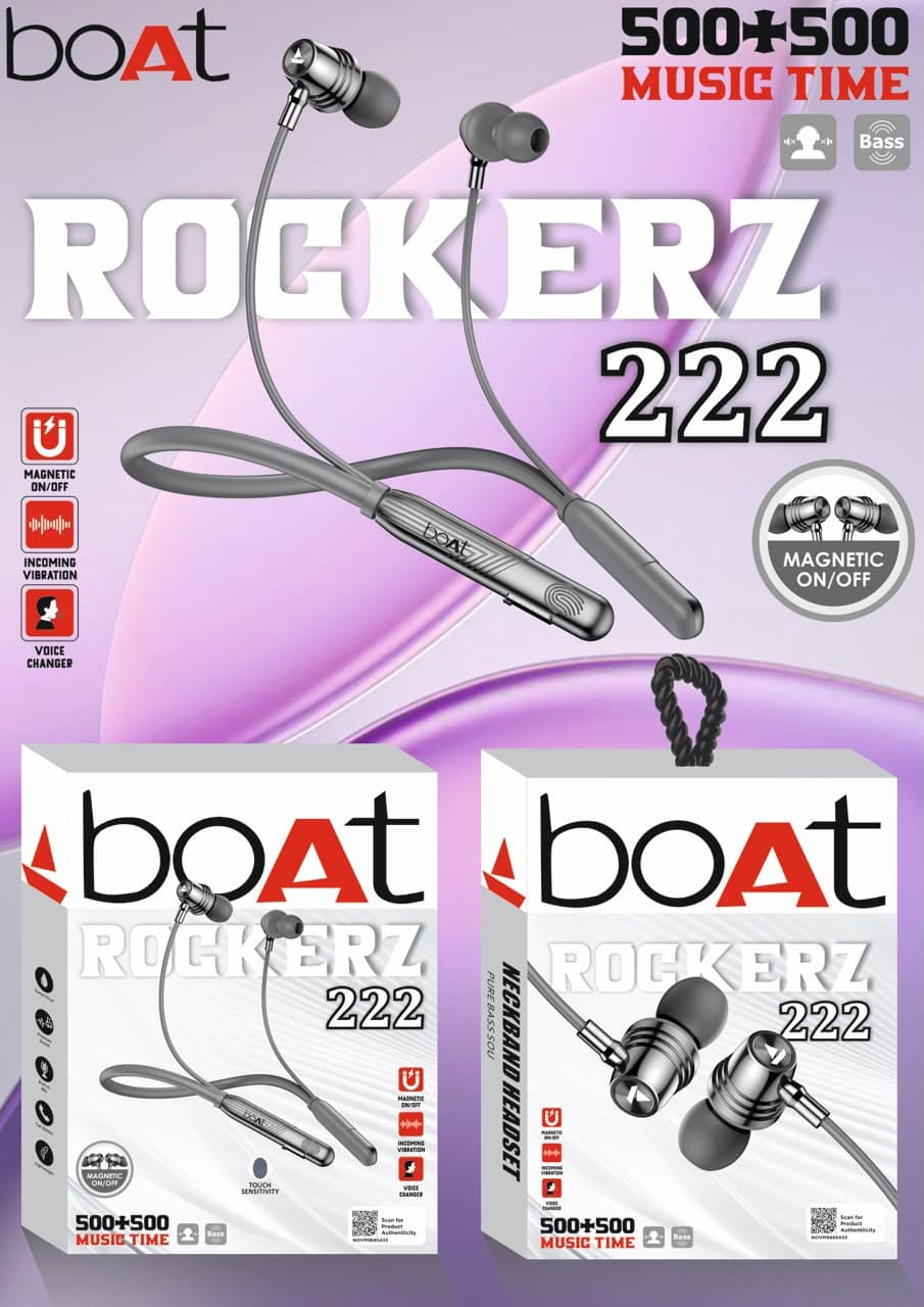 BoAt Rockerz 222 Wireless Neckband Headset Touch Senser
