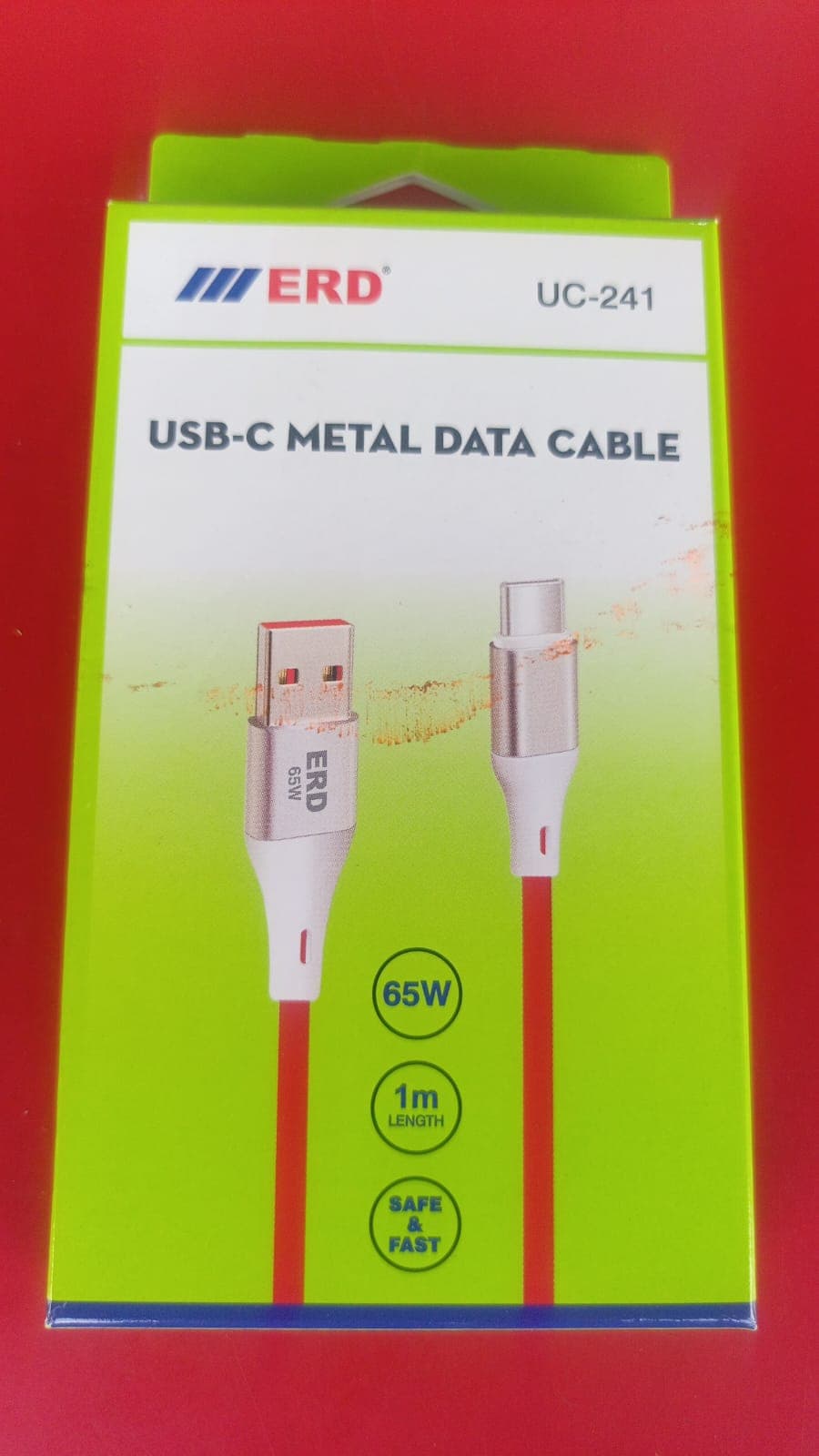 ERD UC-241 USB-C Metal Data Cable – 65W, 1 Meter