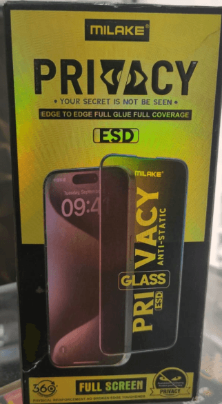 MILAKE ESD Privacy Full Screen Tempered Glass