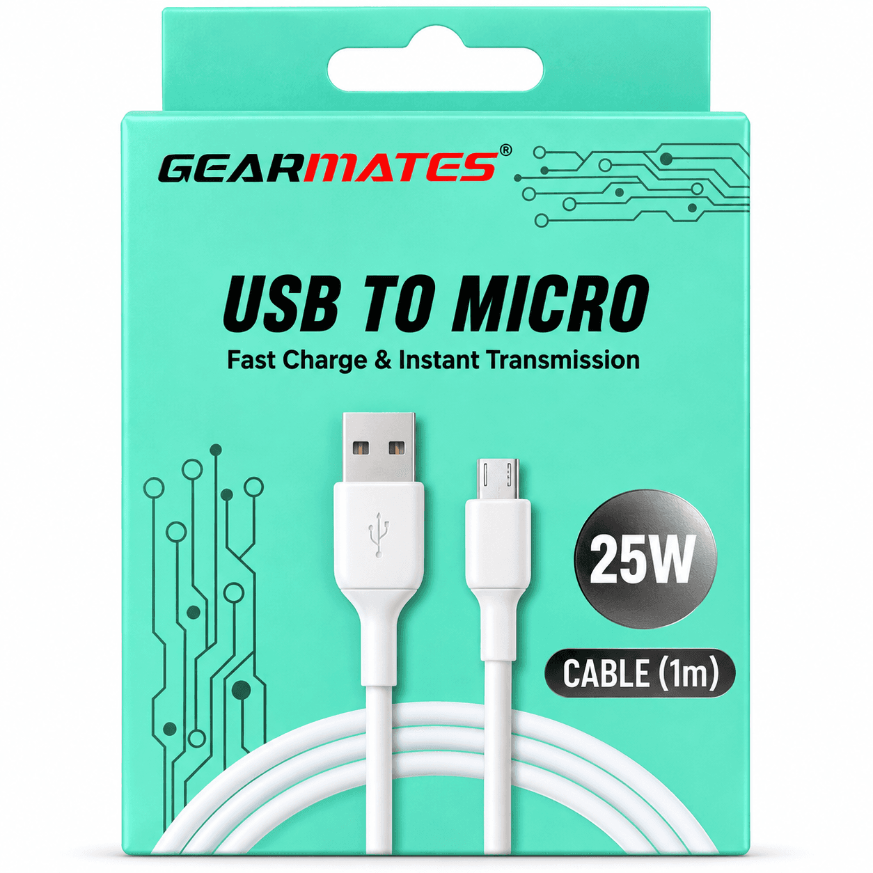 GearMates USB To Micro USB Data Cable 25W, 1 Meter
