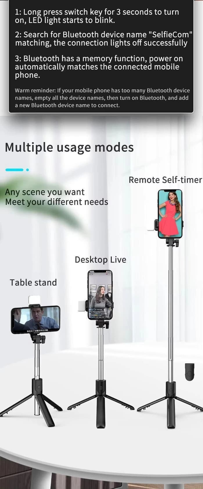 R1S Mobile Phone Bluetooth Selfie Stick