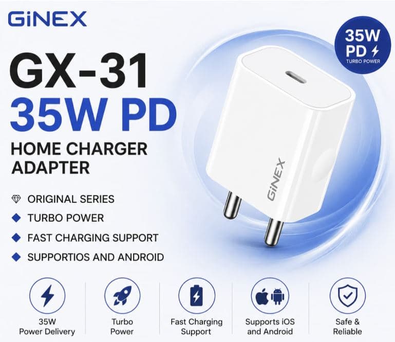 GiNEX GX-31 35W PD Home Charger Type-C To Type-C