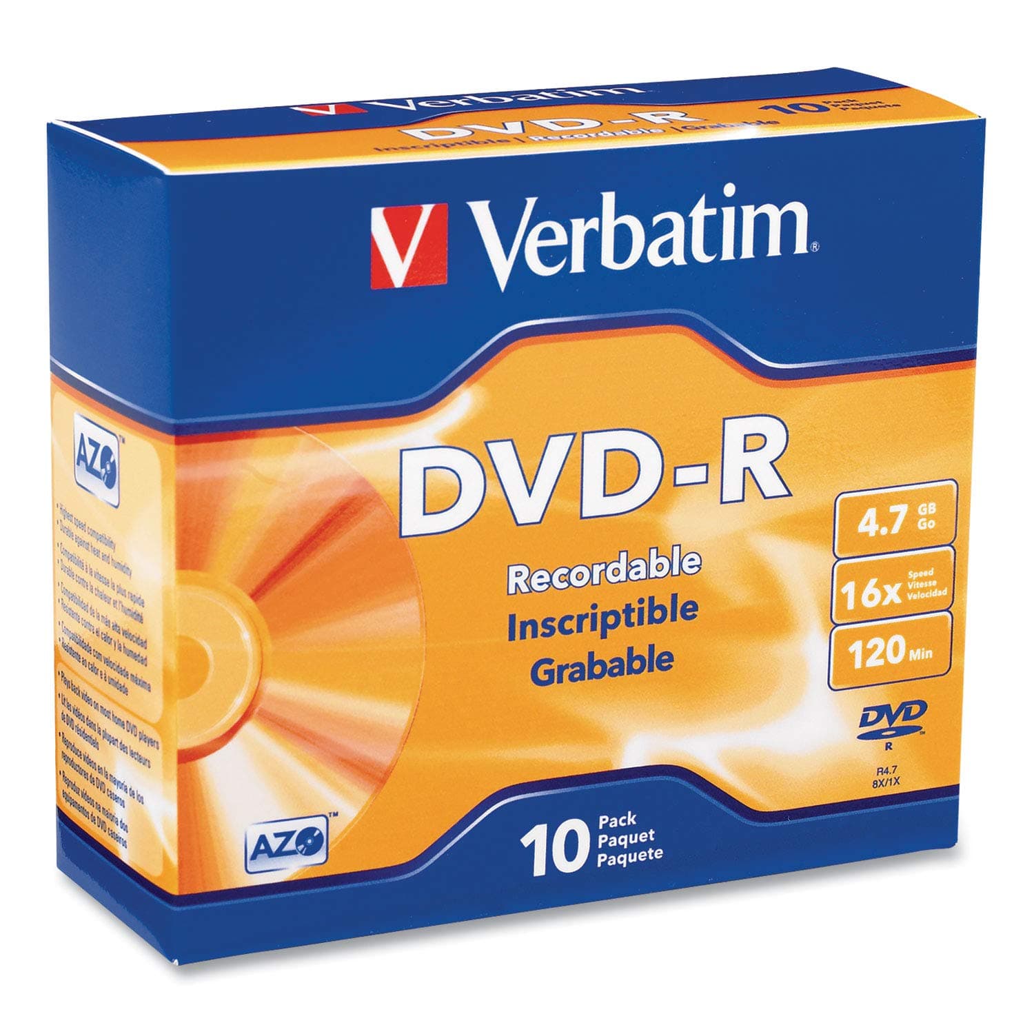 Verbatim DVD R 4.7GB 16X 10Pack Slim Case