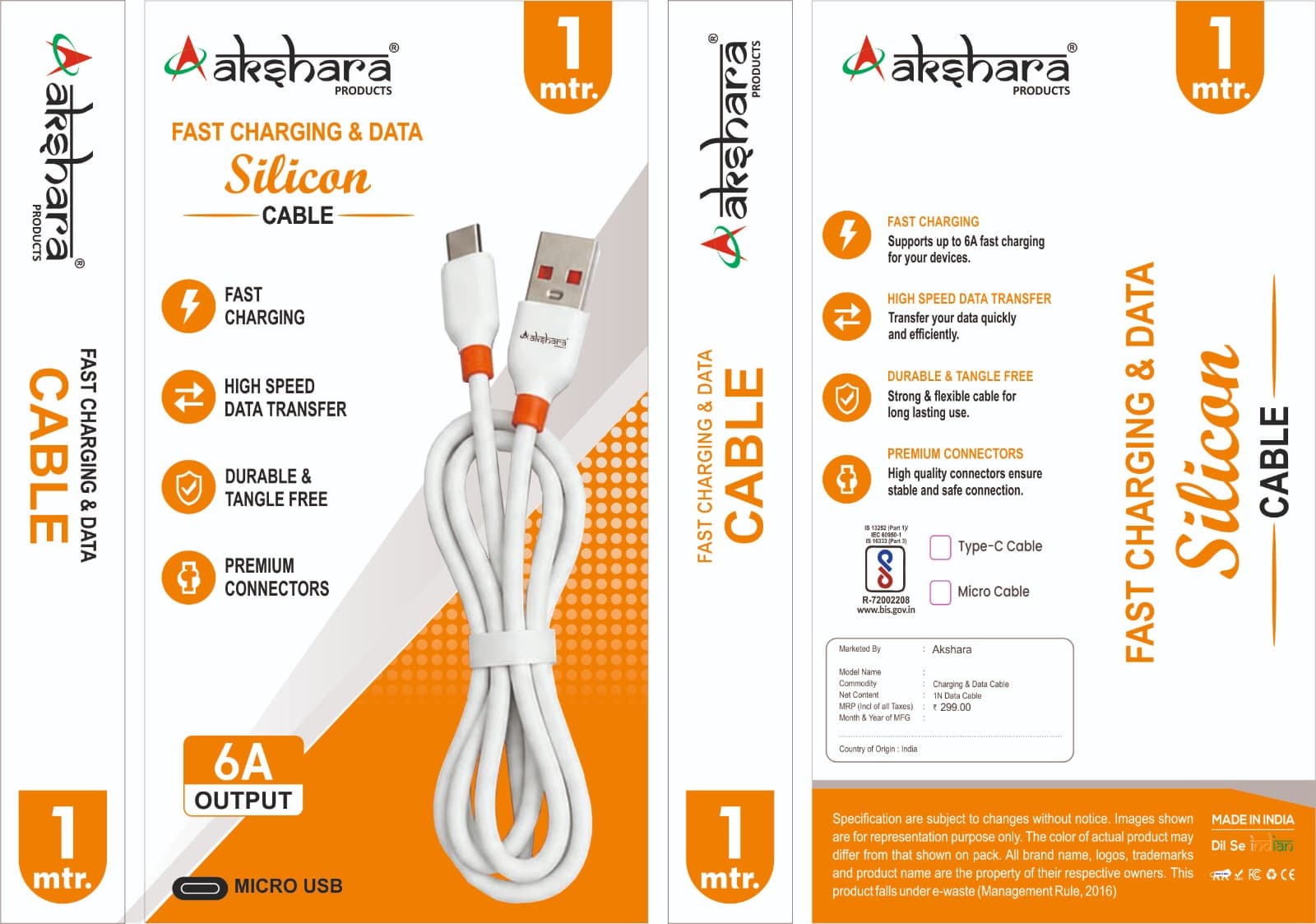 Akshara White Shine Type-c Cable
