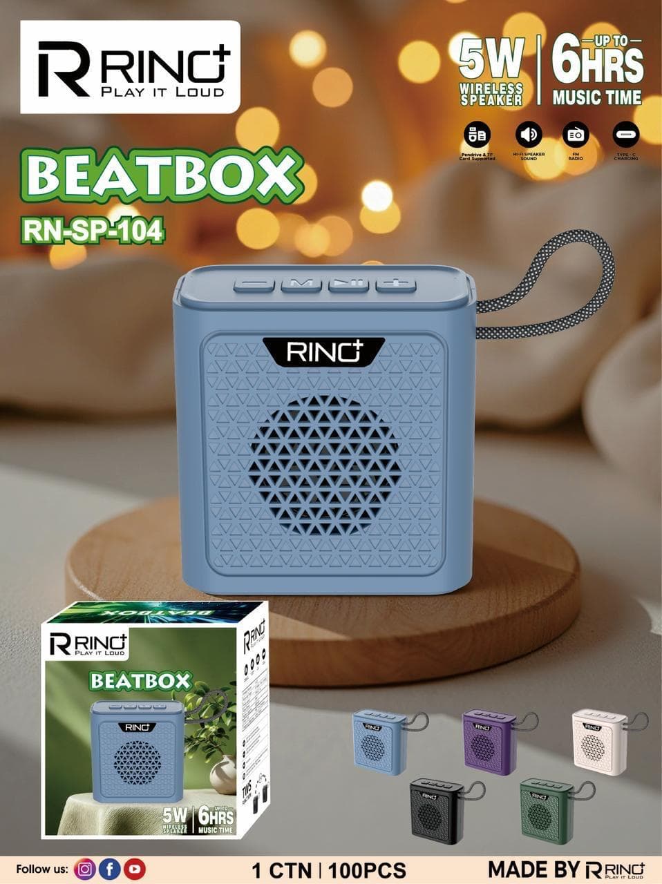 Rino Beatbox RN-SP-104 Wireless Speaker image 1