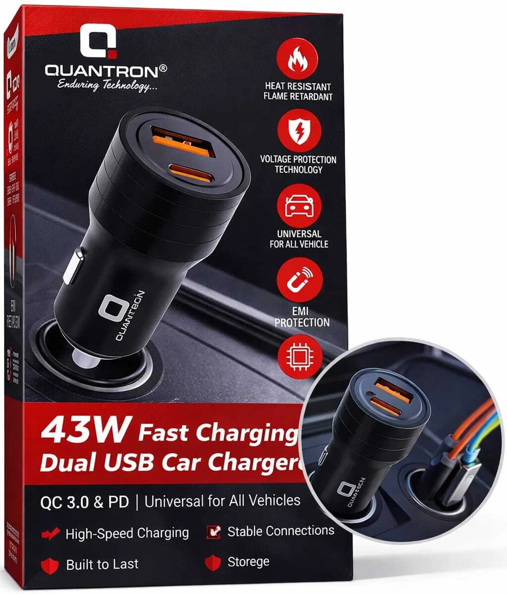 Quantron TORPEDO 43W QC PD car charger image 3