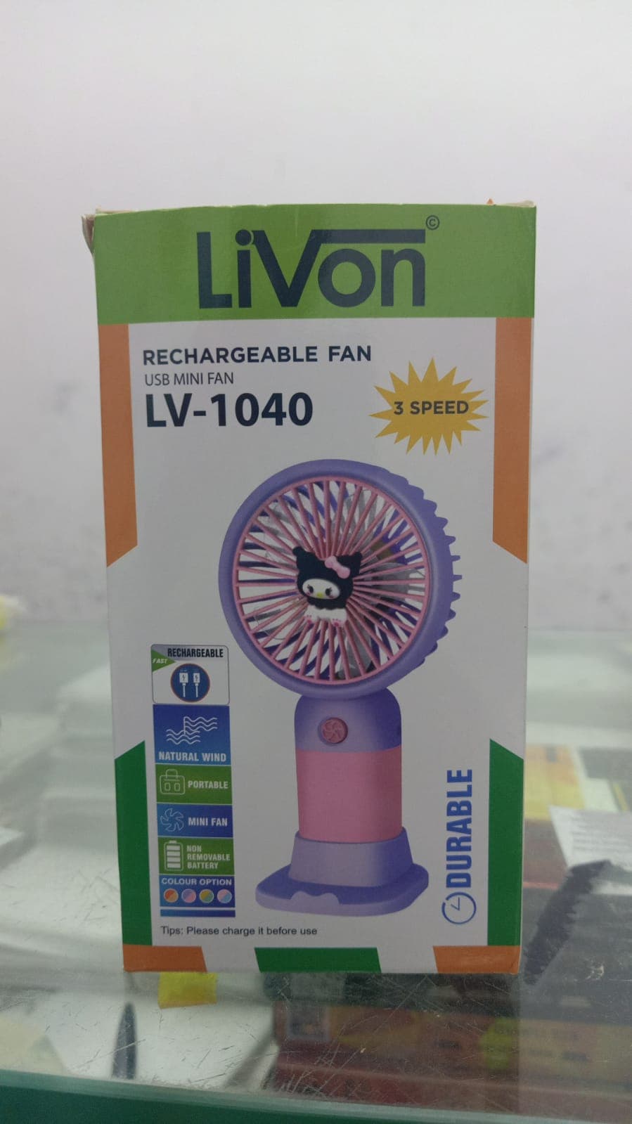 Livon LV-1040 Rechargeable Fan