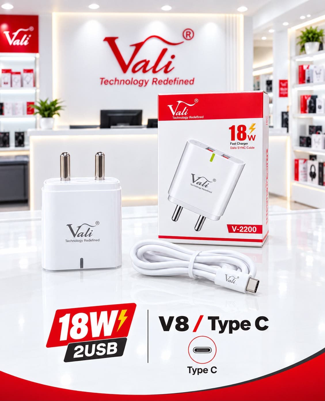 Vali V-2200 18W Fast Charger – V8