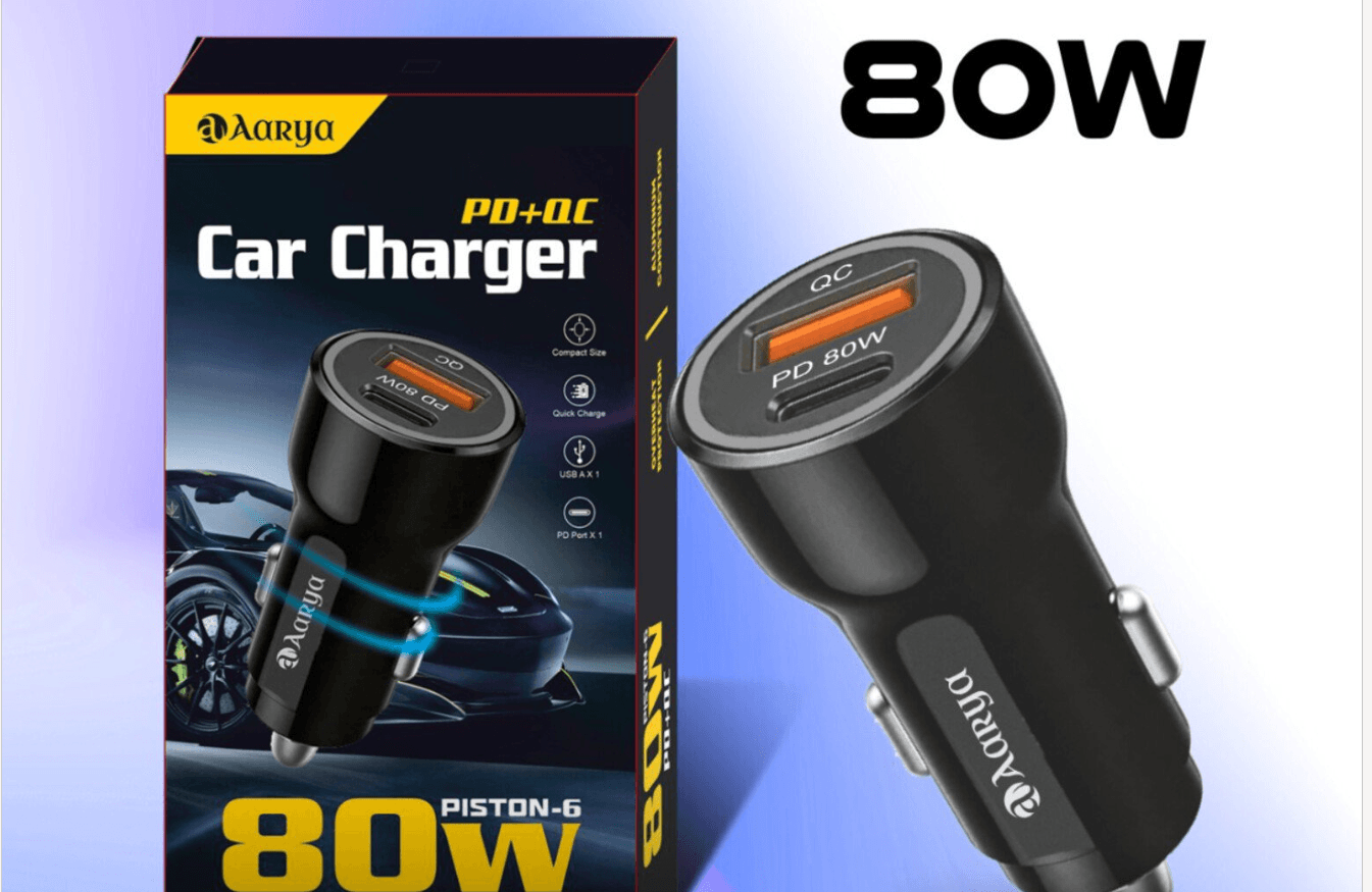 AARYA Piston-6 80W PD + QC Car Charger