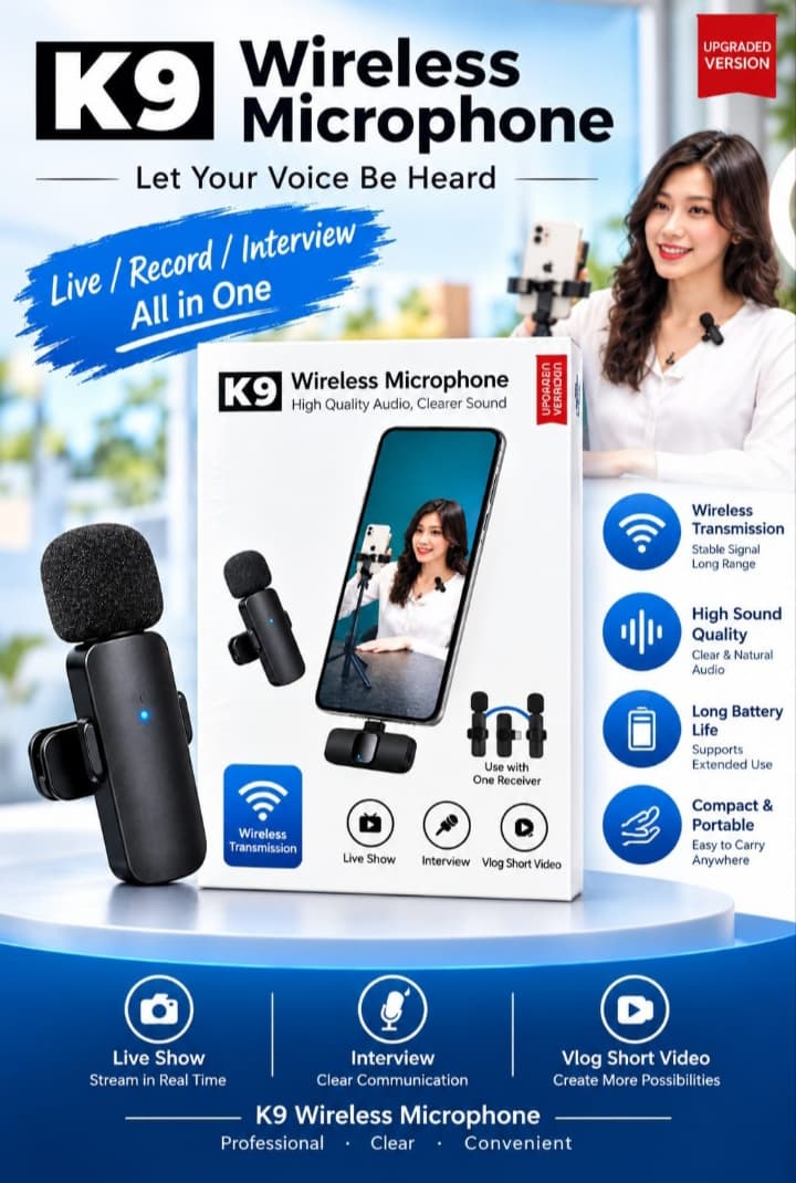 K9 Upgraded Version Wireless Microphone