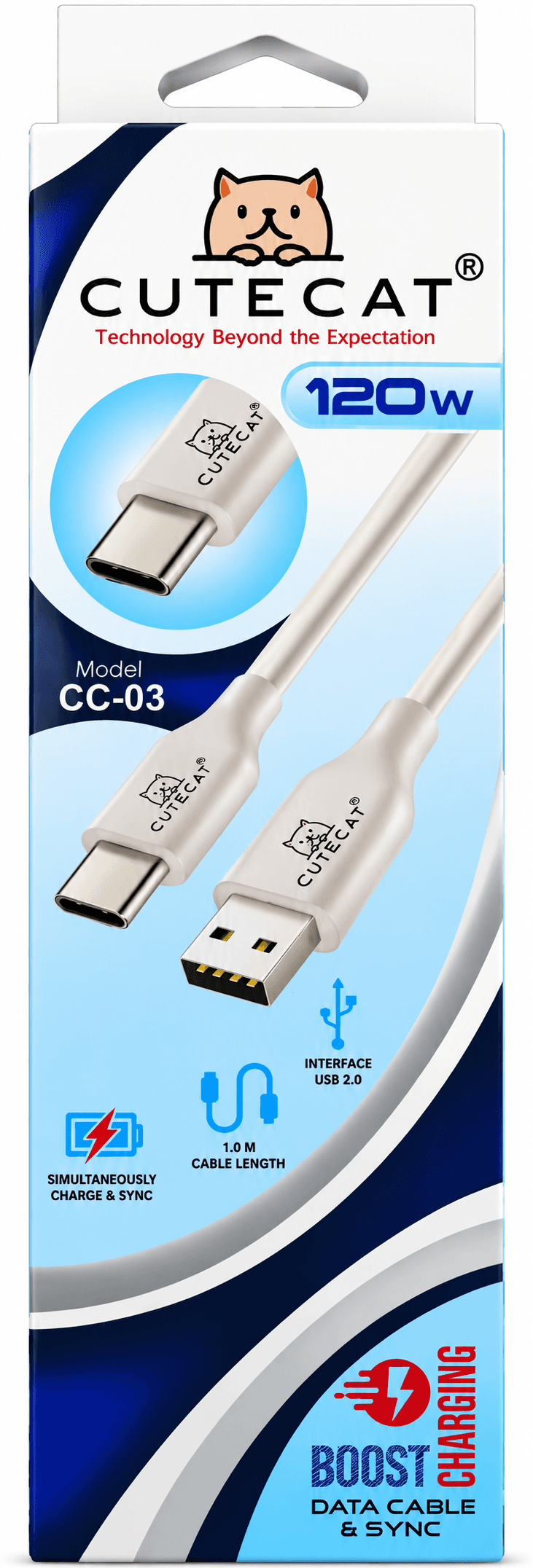 CUTECAT CC-03 Boost Charging 120W Data Cable & Sync