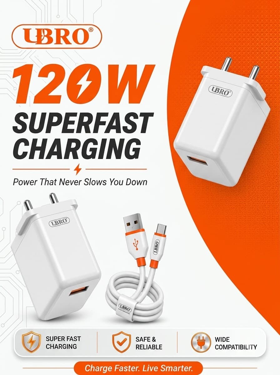 UBRO UA-104 120W Superfast Charging Adapter & Cable Kit image 1
