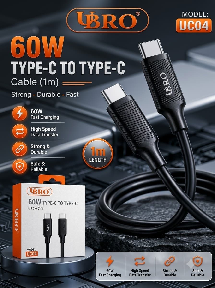 UBRO UC04 60W Type-C To Type-C Cable (1m)