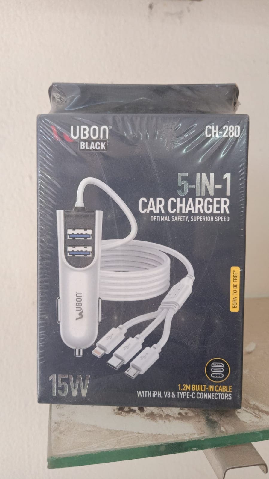 Ubon BLACK CH-280 5-in-1 Car Charger