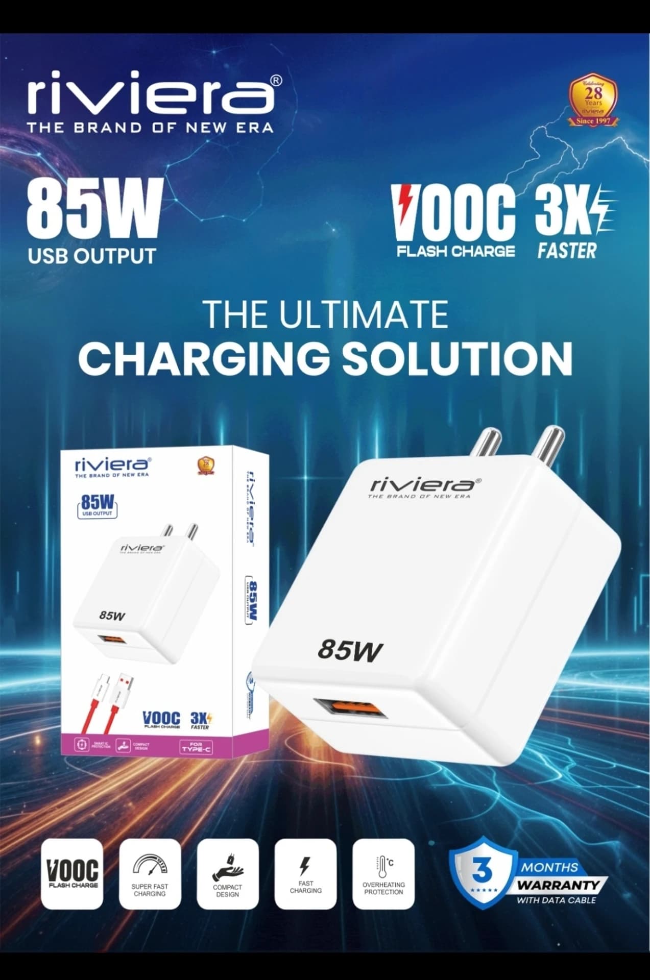 Riviera 85W SuperVOOC Single Port Mobile Charger image 3