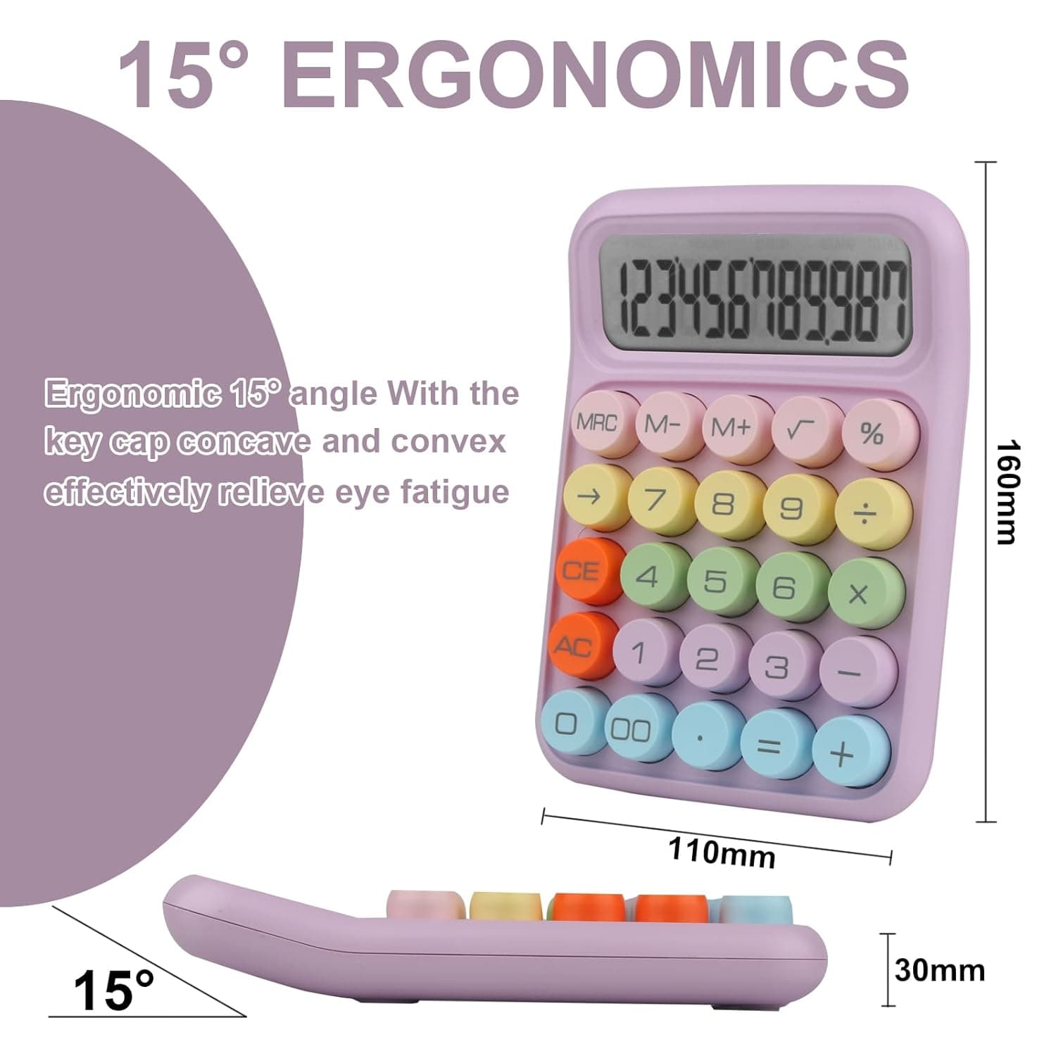 12 Digit Candy Colored Electronic Calculator image 2