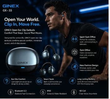 GINEX GX-33 Open Ear Clip Earbuds image 3