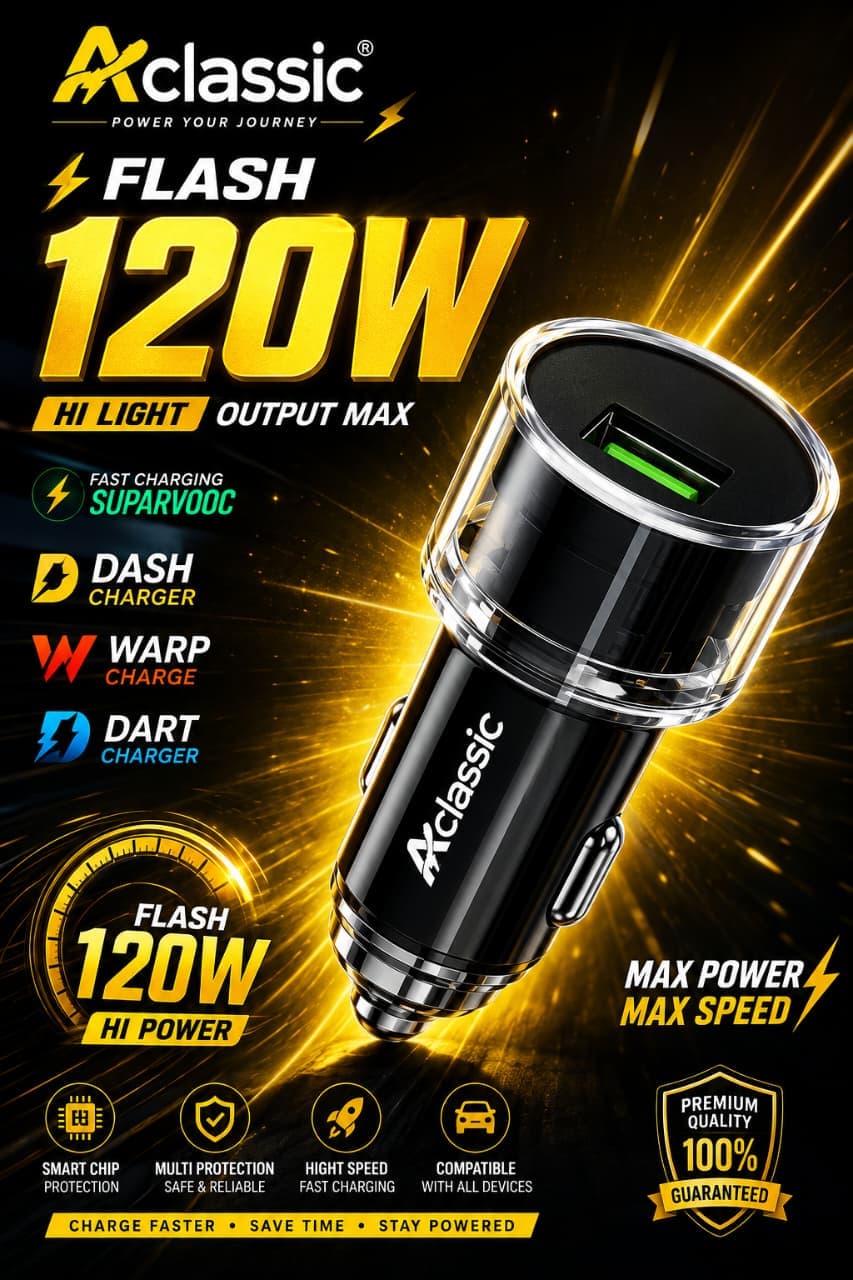 Aclassic Flash 120W Fast Charging Car Charger image 1