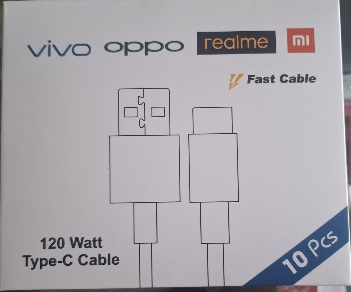 Mix Brand 120w Type-c Fast Charging Cable 10 Pis Box Single Pc