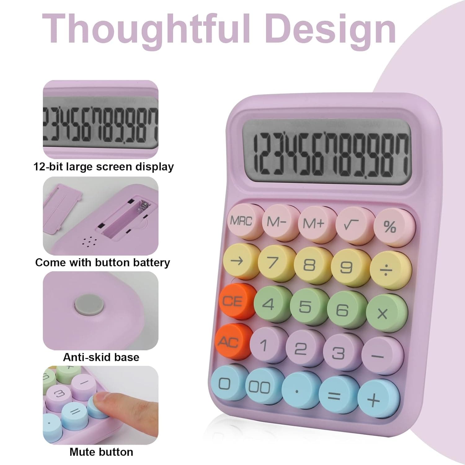 12 Digit Candy Colored Electronic Calculator image 3