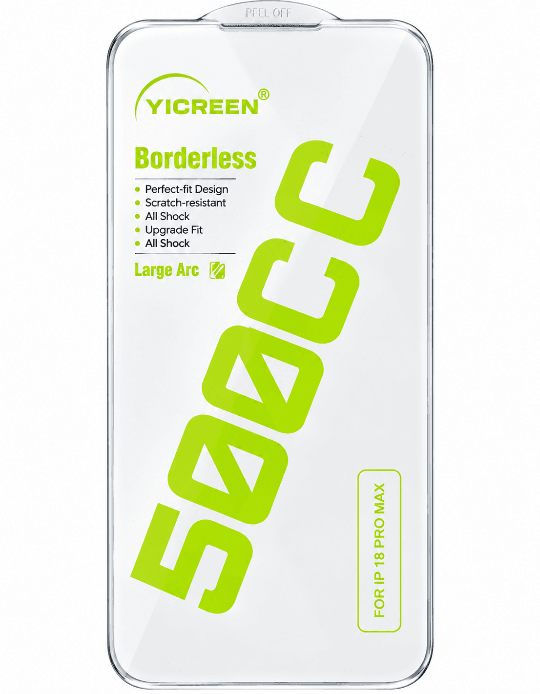 YICREEN 500CC Borderless Large Arc Tempered Glass Screen Protector