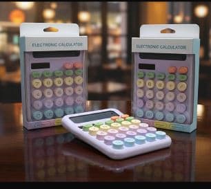 generic pastel-color electronic desktop calculator image 3