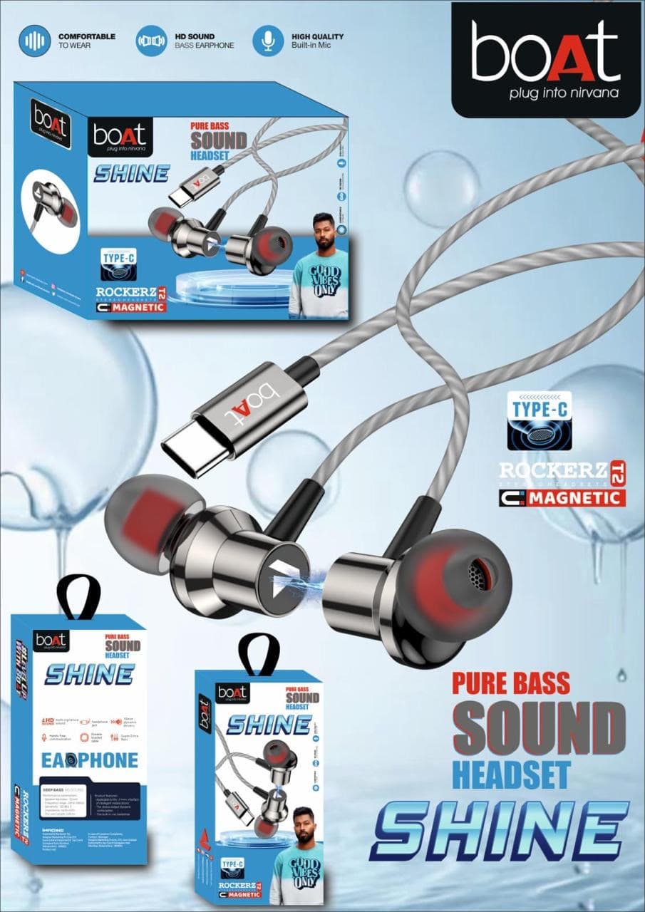 Boat Rockerz Shine Type-C Magnetic Wired Earphone
