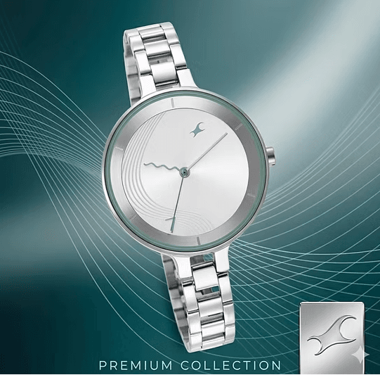 Fastrack Stunners Quartz Analog Silver Dial Metal Strap Watch For Girls
