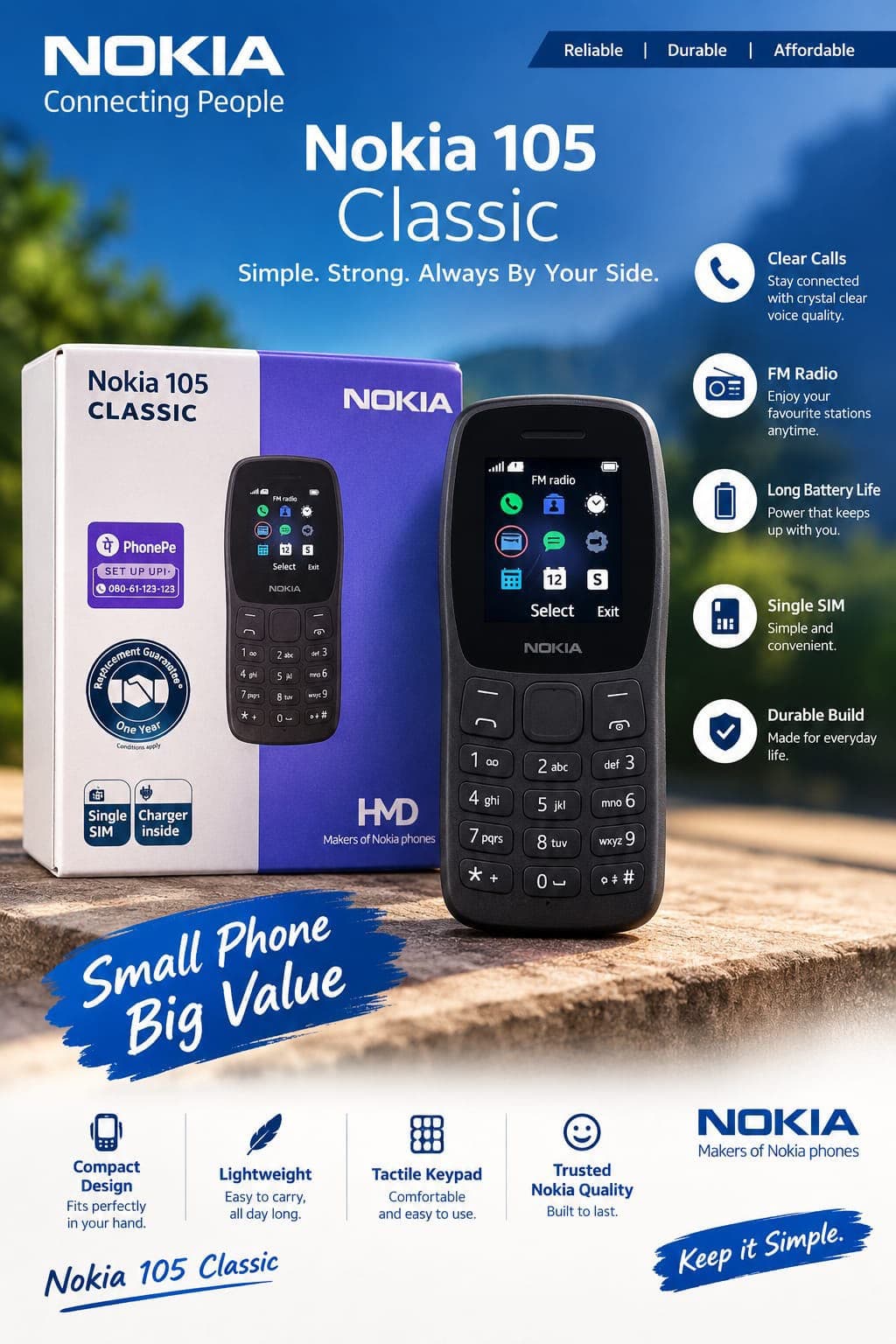 Nokia 105 Classic Single SIM Keypad Phone