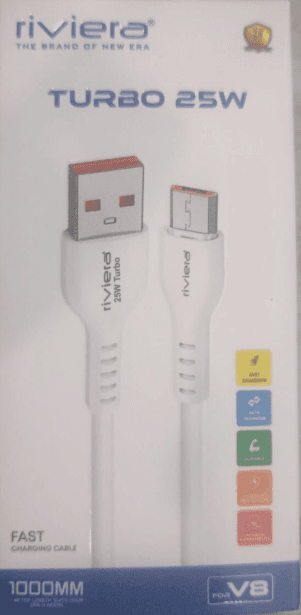 Riviera Turbo 25W V8 Fast Charging Data Cable