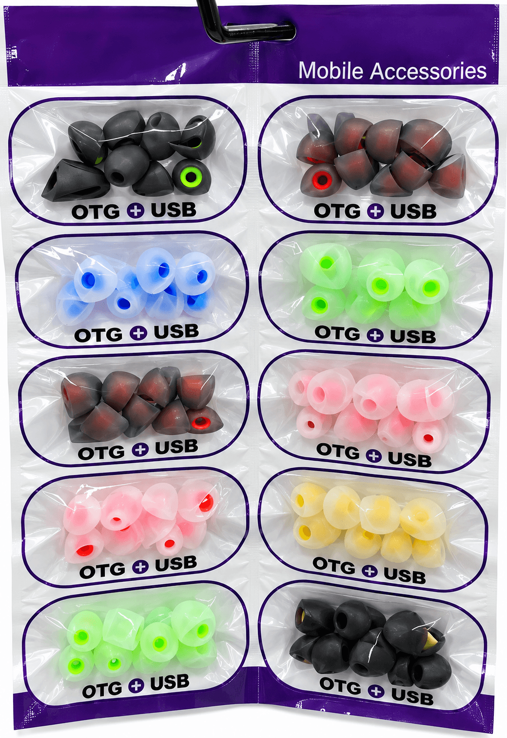 Multi-Pack Hanger Of Silicone Earbuds Replacement Tips