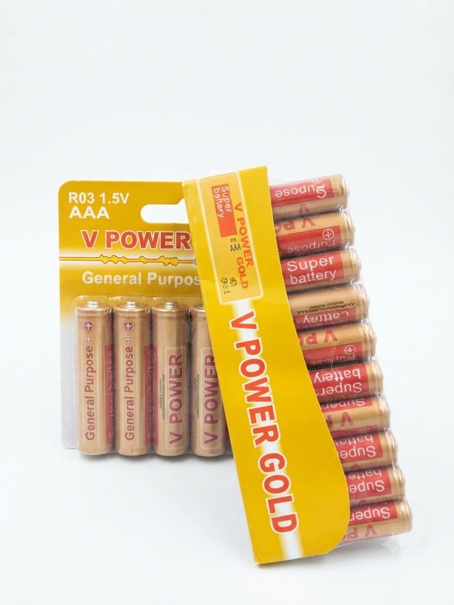V Power Gold General Purpose AAA Batteries (1.5V, R03) – Bulk Pack