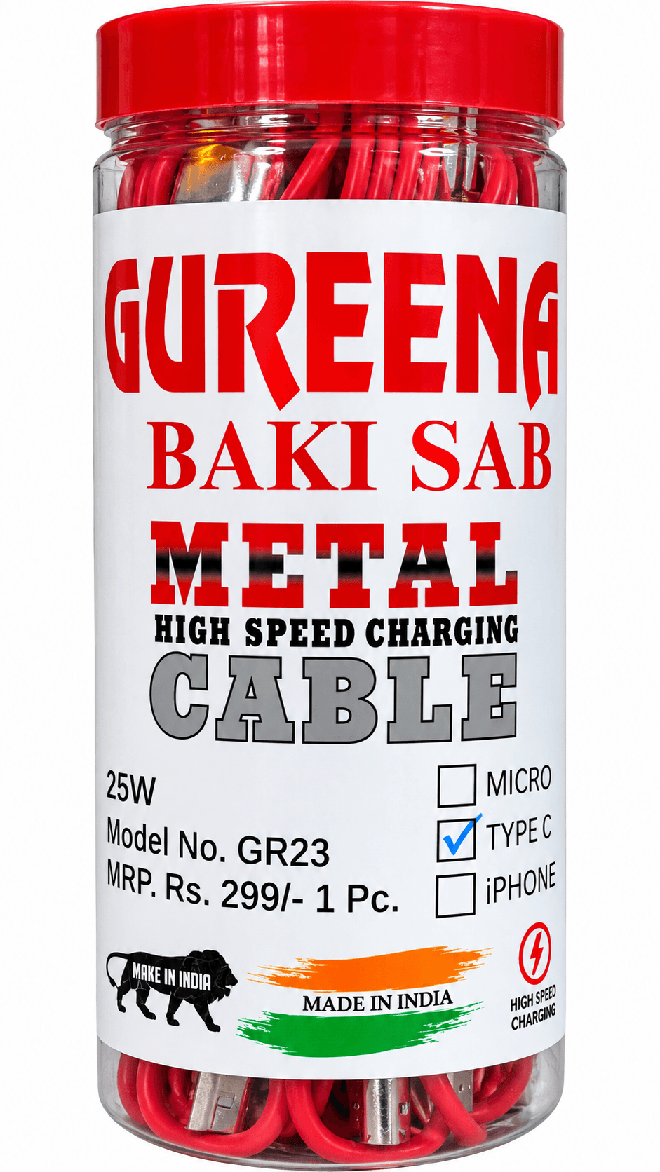 GUREENA GR23 25W Metal High-Speed Charging Cable