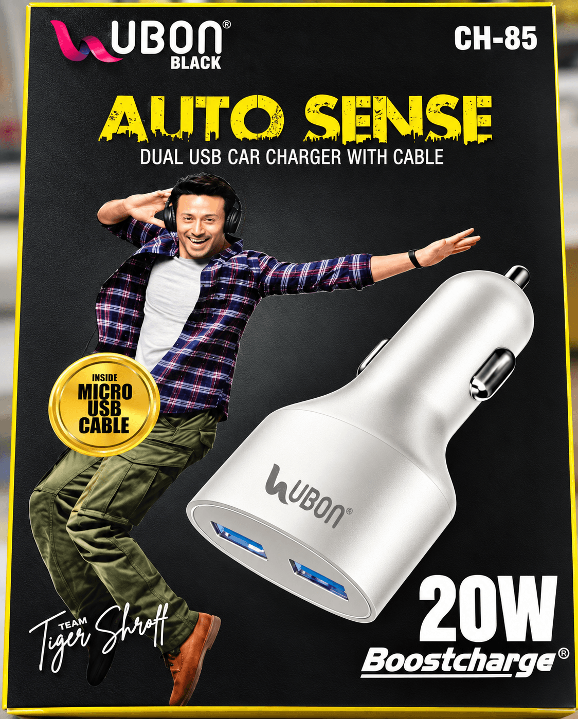 Ubon CH-85 Boostcharge 20W Auto Sense Dual USB Car Charger