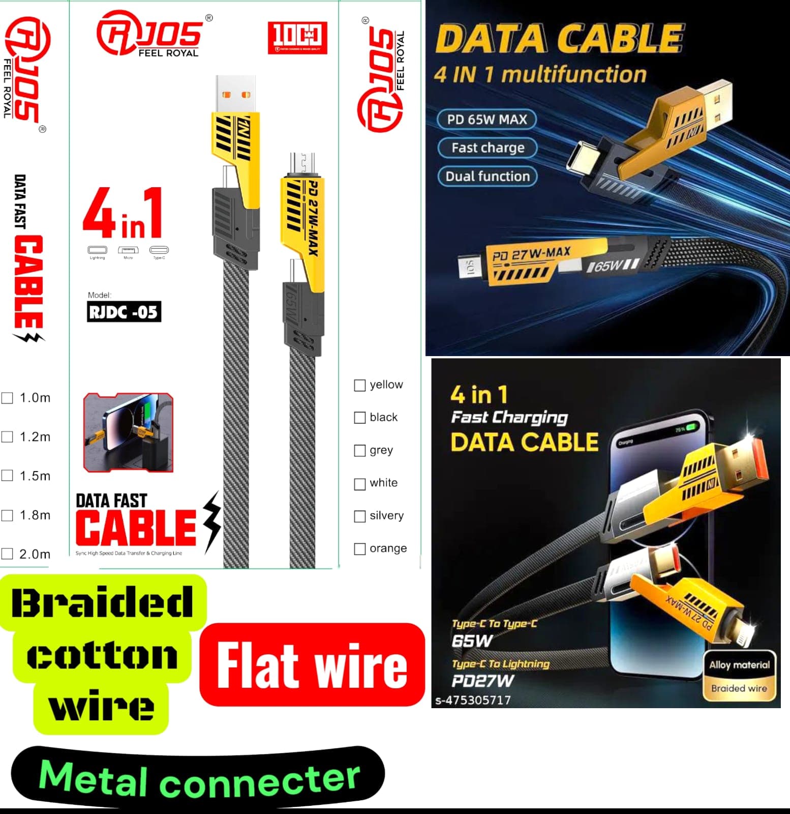RJDC-05 4-in-1 Fast Charging & Data Cable image 1