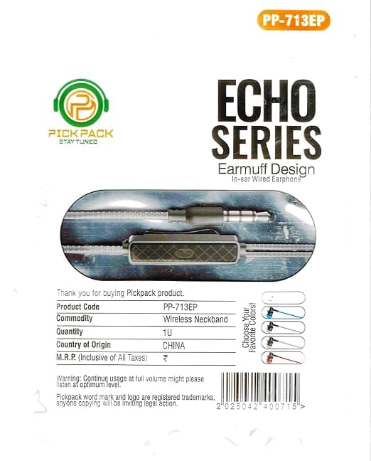 Pick Pack Echo Series PP 713EP Wired Earphones image 2