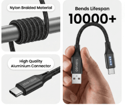 GOPARTS 65W To 120W Type C Braided Cable With LED 6A image 2