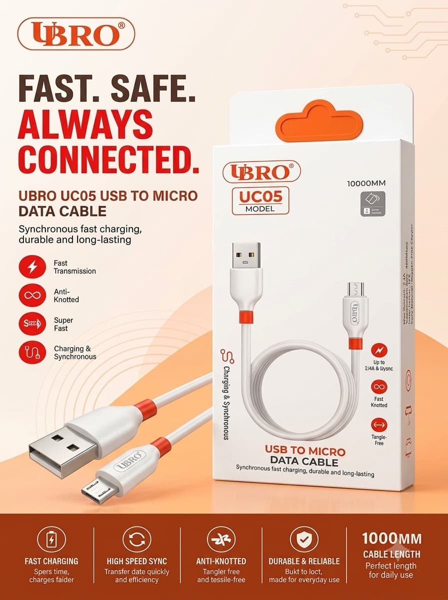 UBRO UC05 USB To Micro Data Cable image 1