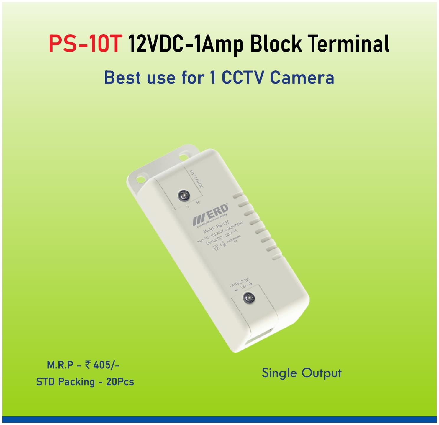 ERD PS-10T 12VDC-1Amp Block Terminal Switching Mode Power Supply image 1