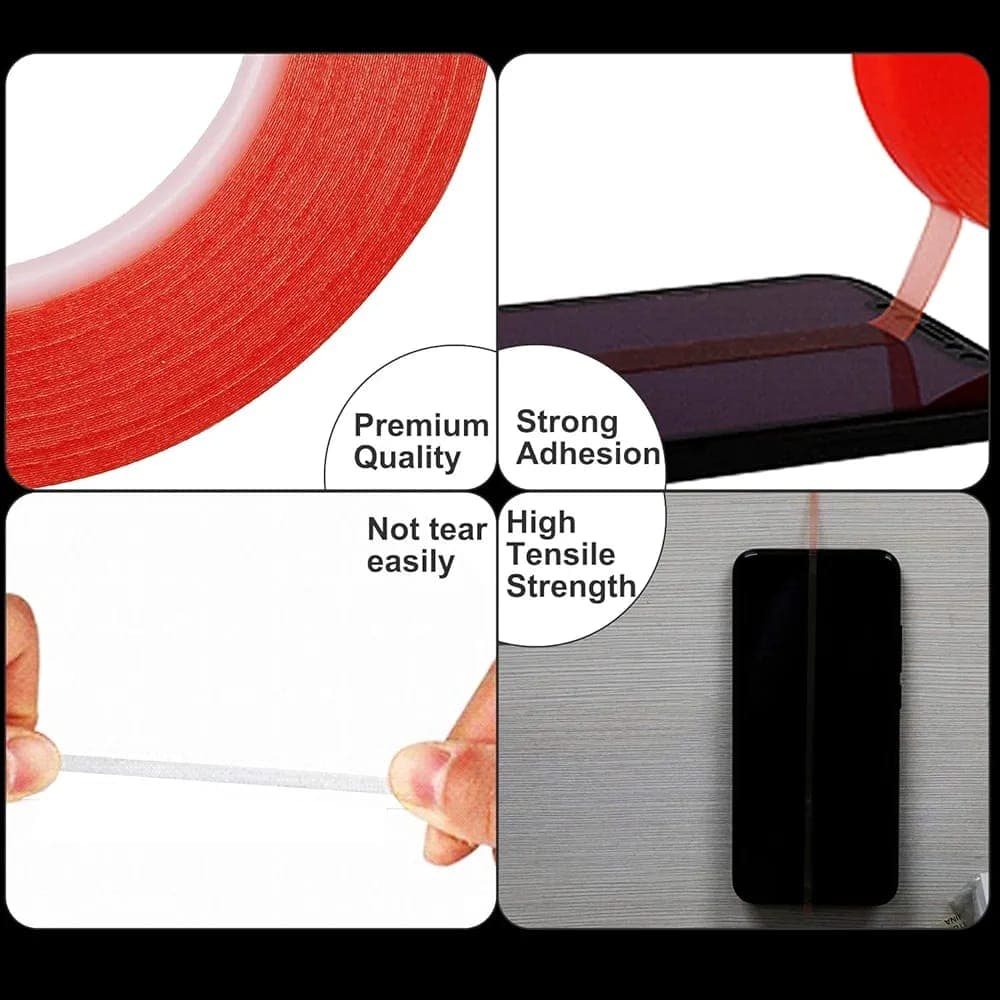 10mm Red Adhesive Double Sided Transparent Tape image 2
